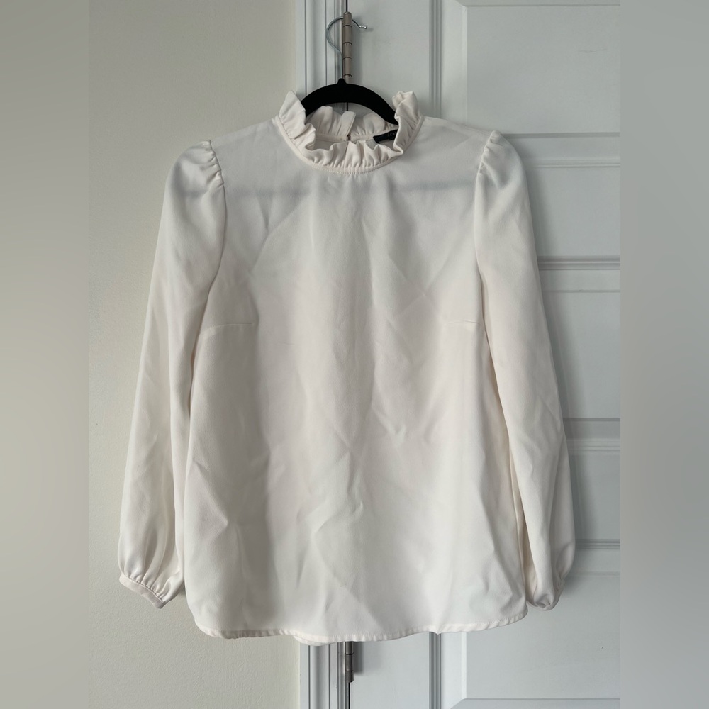 J Crew Women’s White Puff Sleeve Blouse sz XS